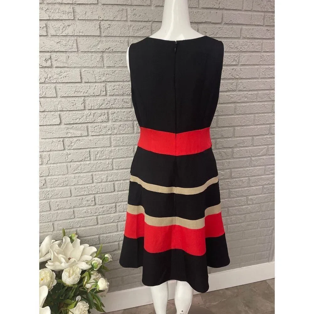 Black Label by Evan Picone Women Sleeveless Color Block Shift Dress Size 6 - Picture 6 of 9